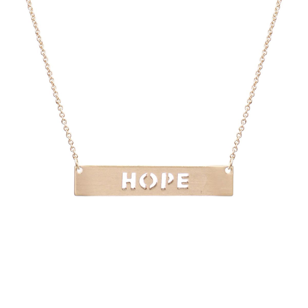 Gold Cutout HOPE Plate Necklace|16 + 3 inches - Premium Wholesale Jewelry from Pinktown - Just $7! Shop now at chiquestyles