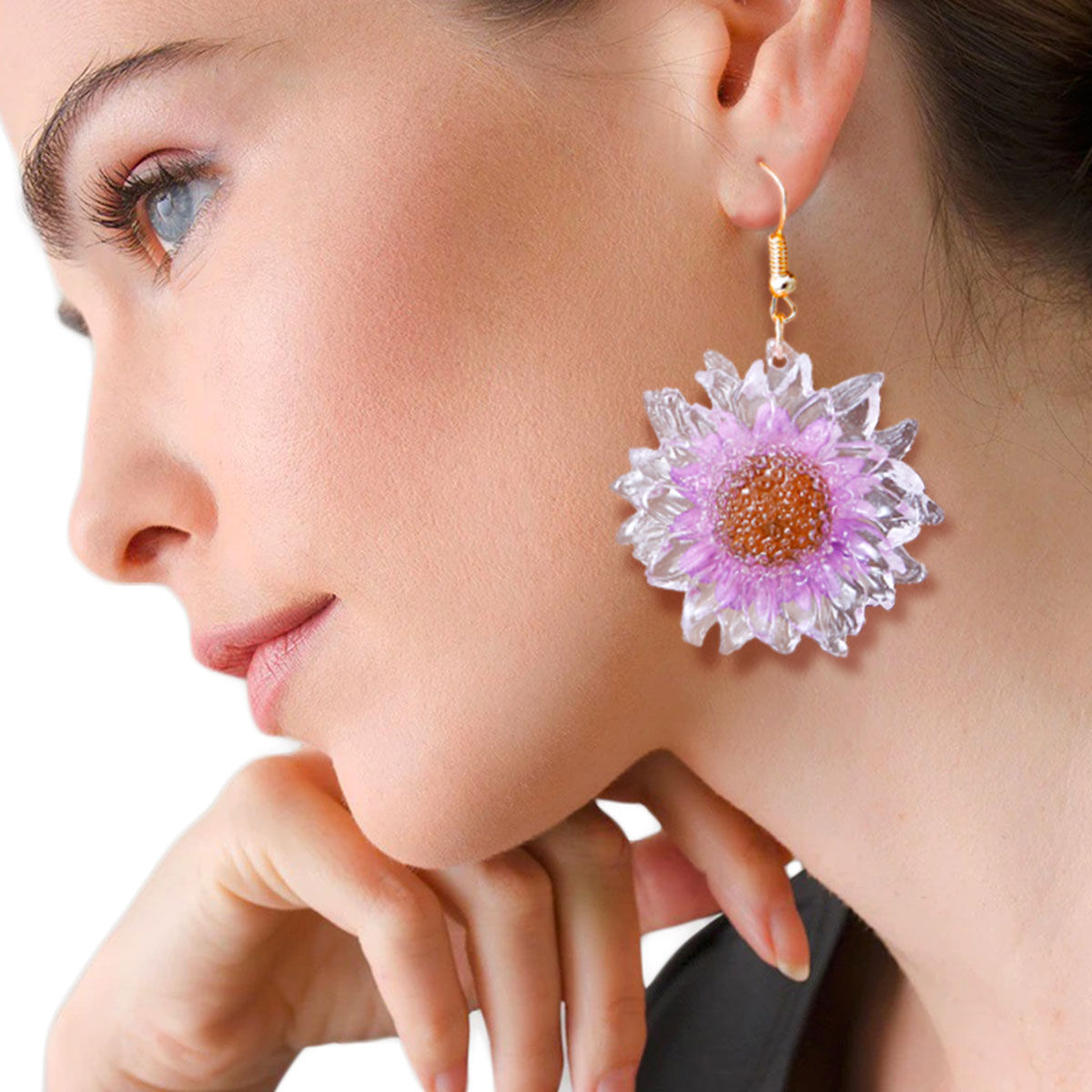 Purple Dried Sunflower Earrings - Premium Wholesale Jewelry from Pinktown - Just $8! Shop now at chiquestyles