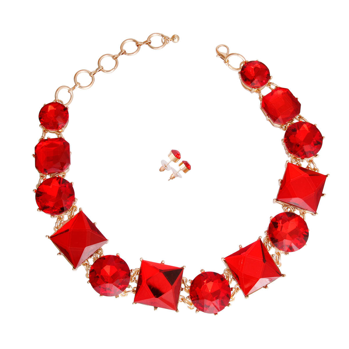 Red Various Crystal Collar Set - Premium Wholesale Jewelry from Pinktown - Just $24! Shop now at chiquestyles