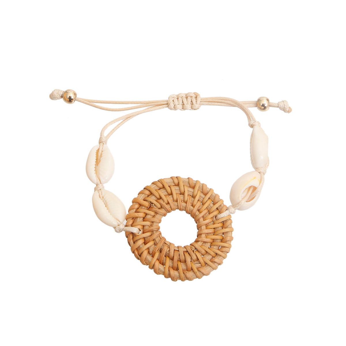 Brown Woven Ring Shell Bracelet|Adjustable - Premium Wholesale Jewelry from Pinktown - Just $10! Shop now at chiquestyles