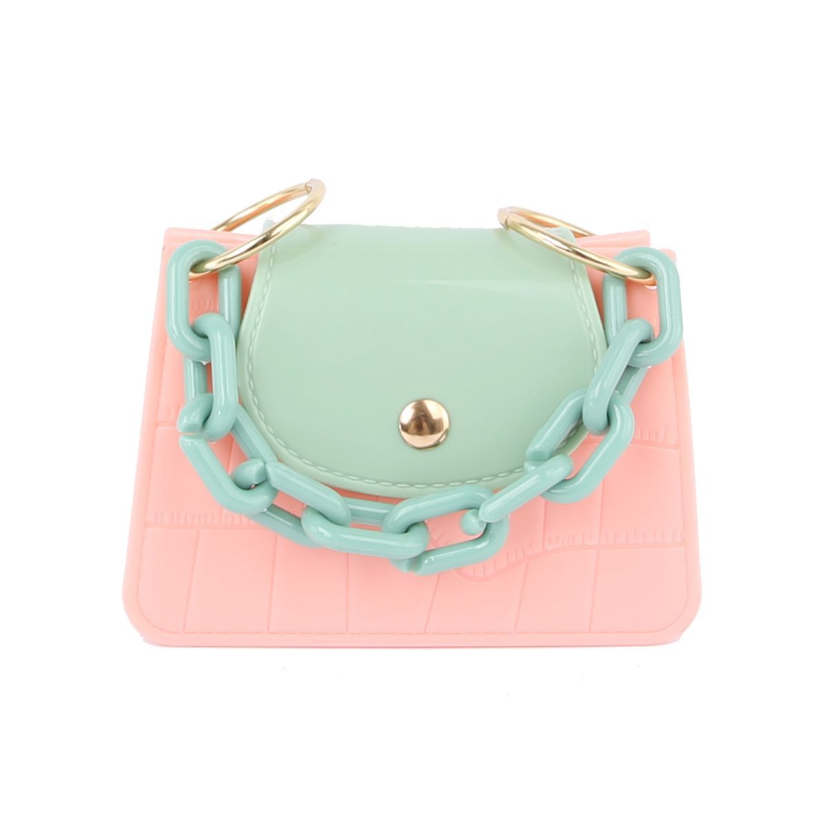 Pink and Mint Mini Jelly Crossbody Bag - Premium Wholesale Fashion Accessories from Pinktown - Just $23! Shop now at chiquestyles