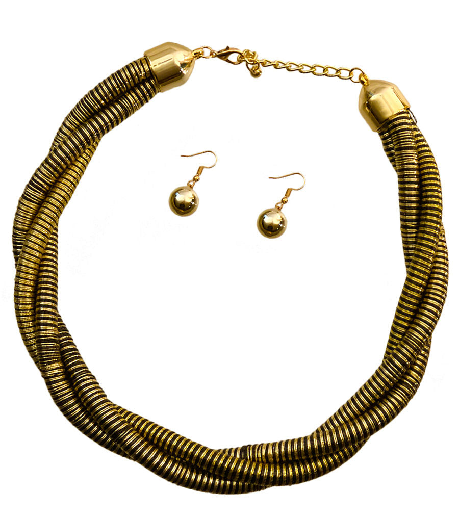 Black and Gold Twisted Cord Necklace Set|22 inches - Premium Wholesale Jewelry from Pinktown - Just $12! Shop now at chiquestyles
