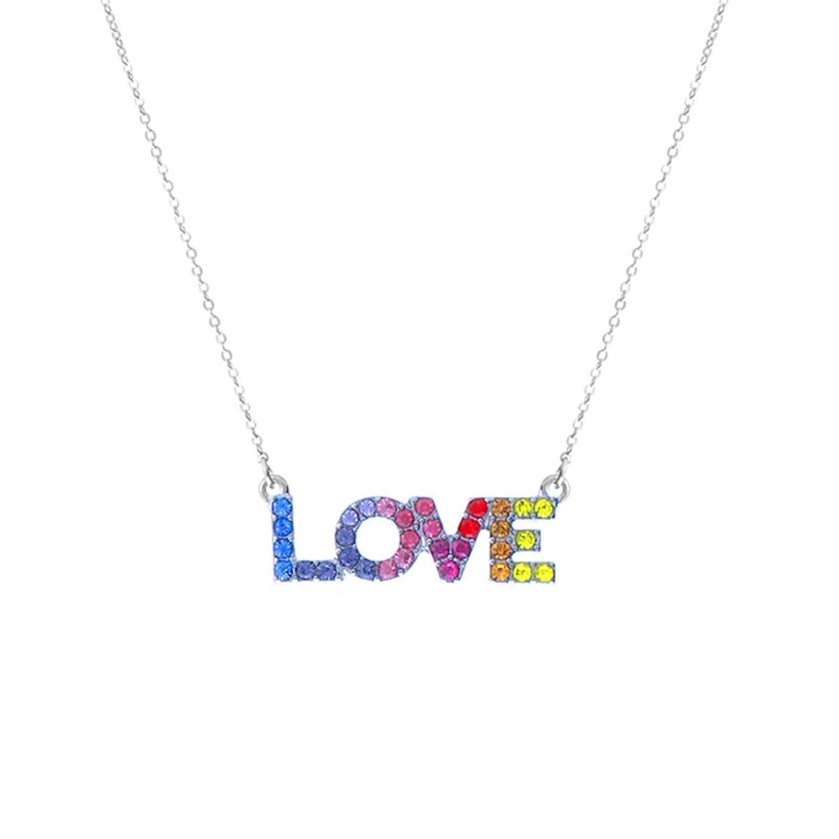 Rainbow Love Silver Chain Necklace - Premium Wholesale Jewelry from Pinktown - Just $7! Shop now at chiquestyles