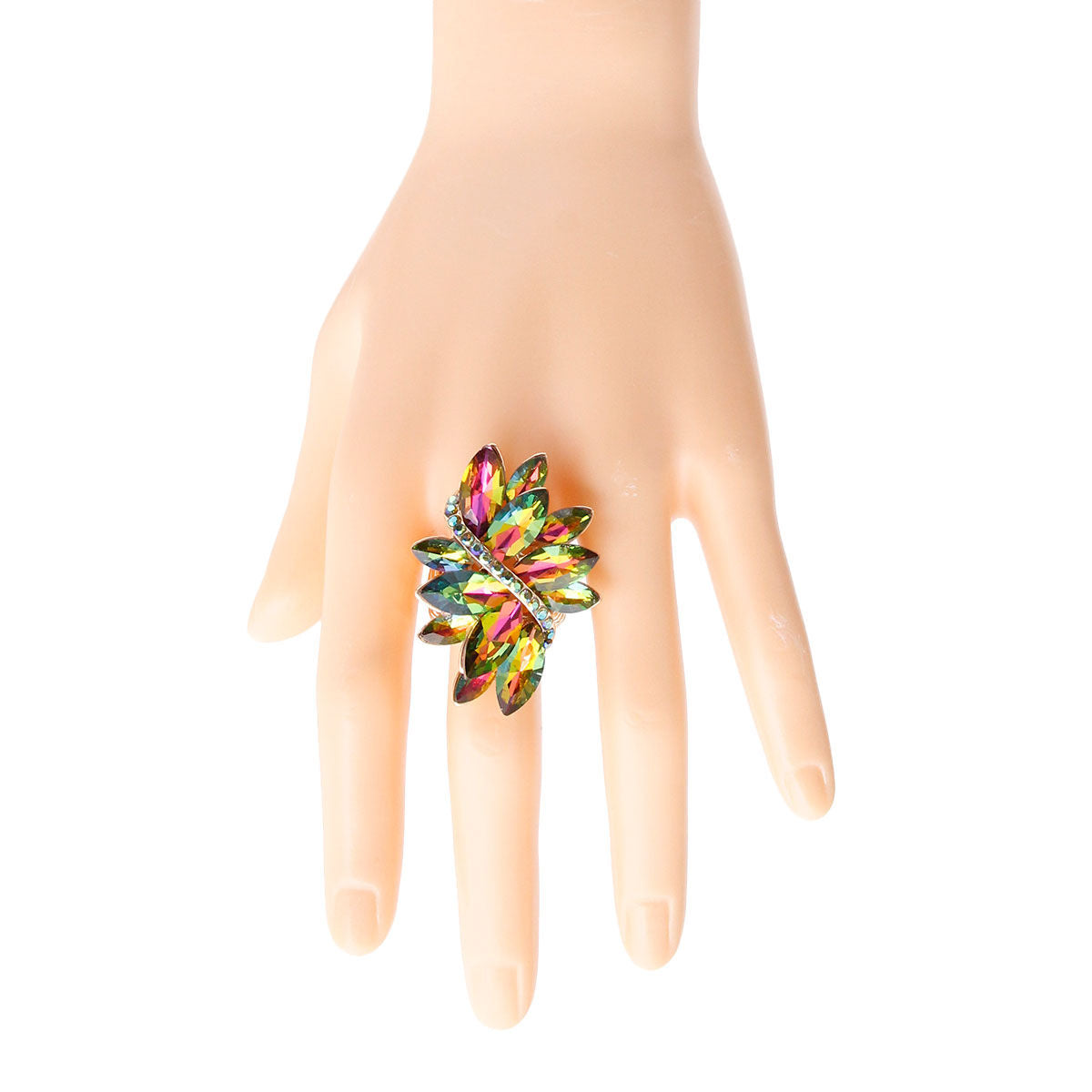Pink and Green Multi Marquise Ring - Premium Wholesale Jewelry from Pinktown - Just $10! Shop now at chiquestyles