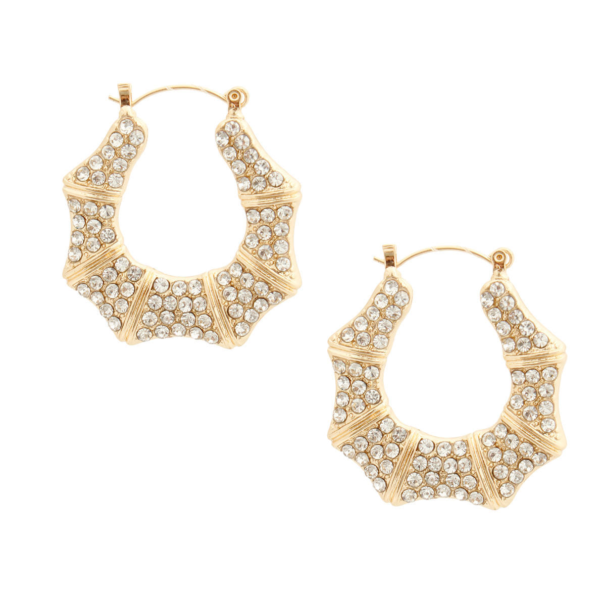 Gold Bling Bamboo Hoops|1.5 inches - Premium Wholesale Jewelry from Pinktown - Just $12! Shop now at chiquestyles