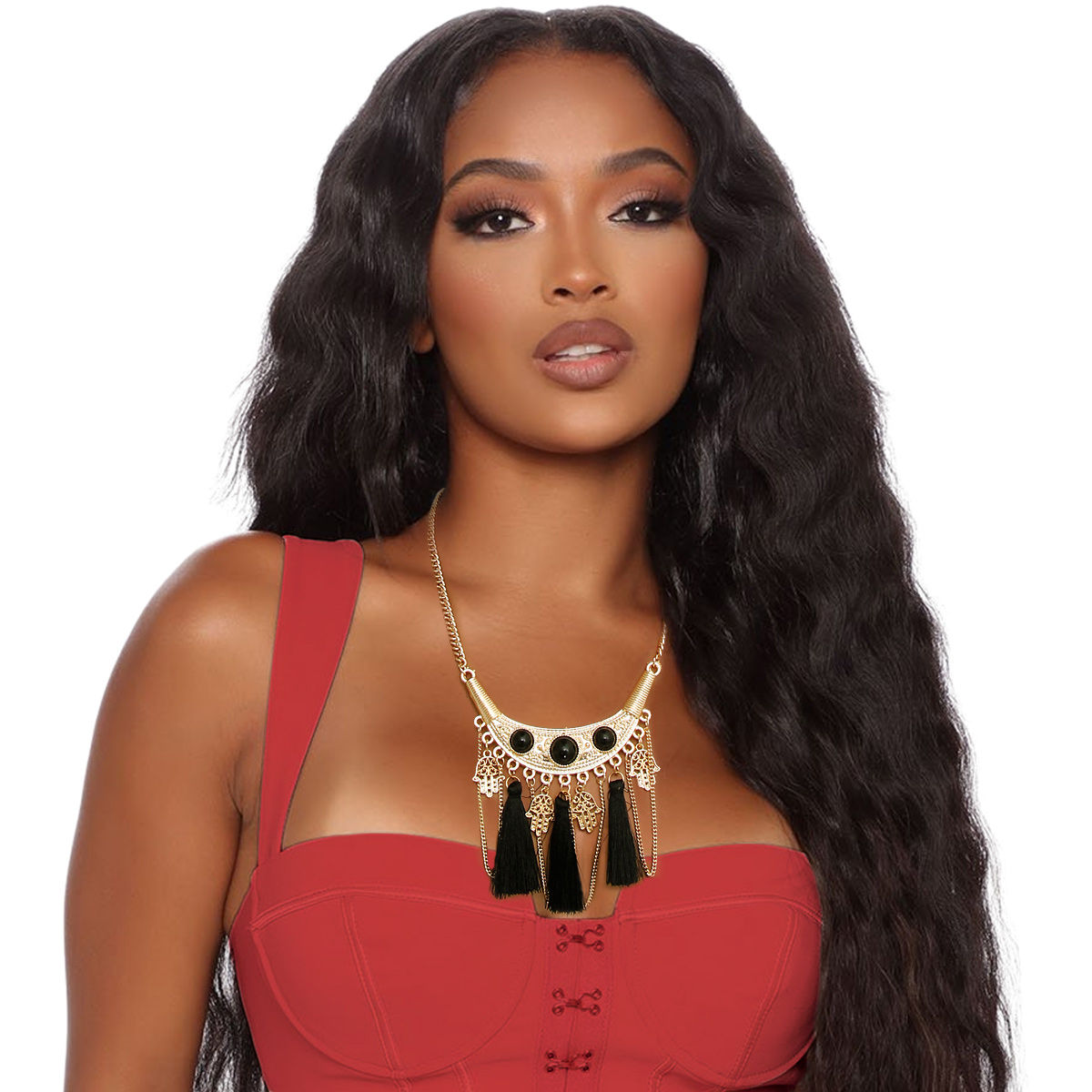 Tribal Black Tassel Necklace Set|18 inches - Premium Wholesale Jewelry from Pinktown - Just $12! Shop now at chiquestyles