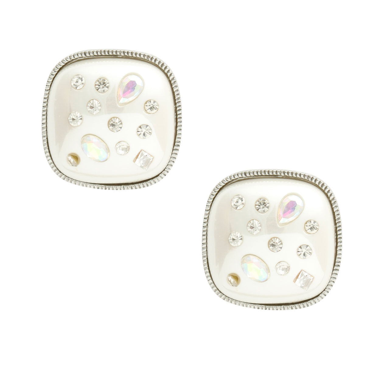 Silver White Pearl Square Studs - Premium Wholesale Jewelry from Pinktown - Just $13! Shop now at chiquestyles