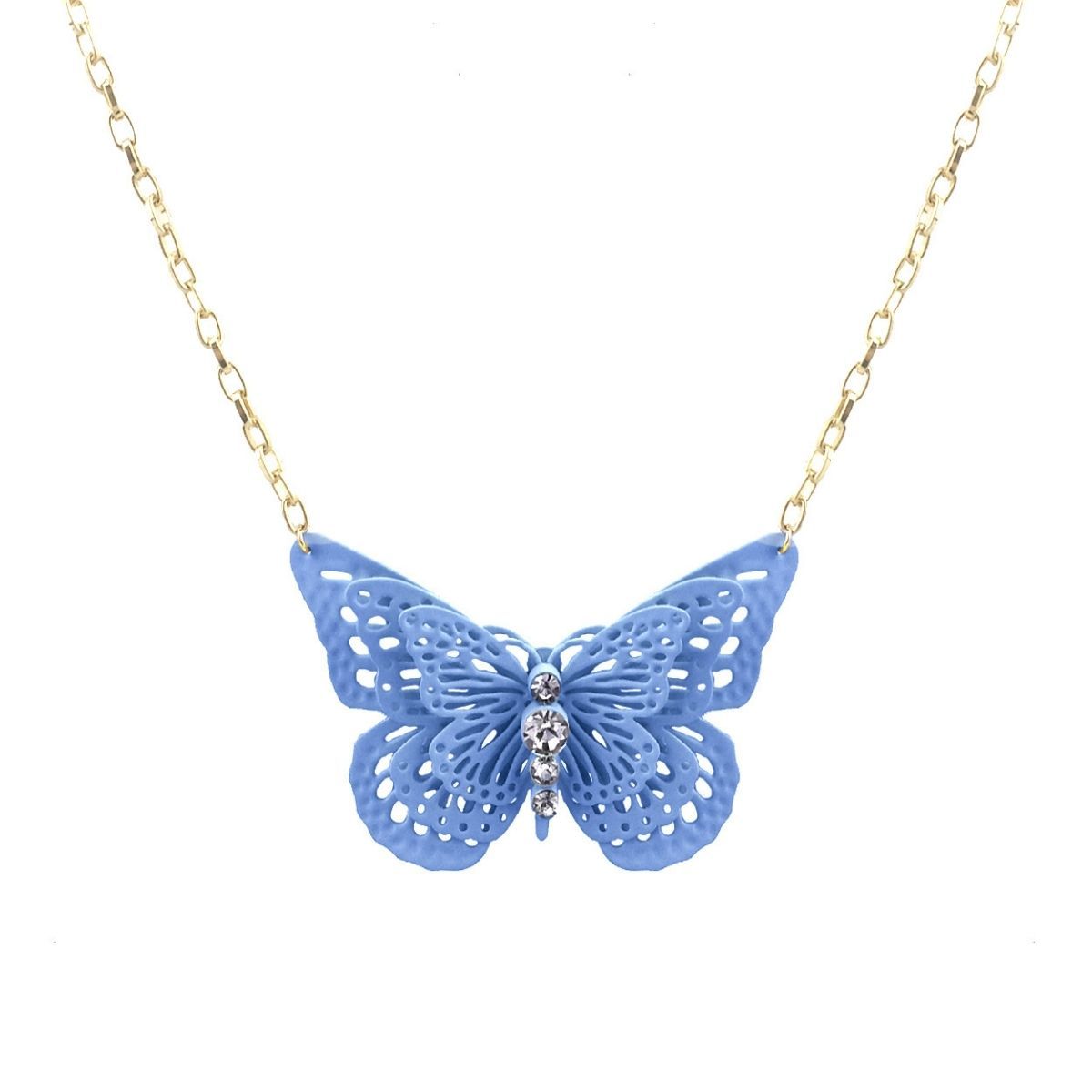 Blue 3D Butterfly Pendant Necklace|20 + 3 inches - Premium Wholesale Jewelry from Pinktown - Just $9! Shop now at chiquestyles