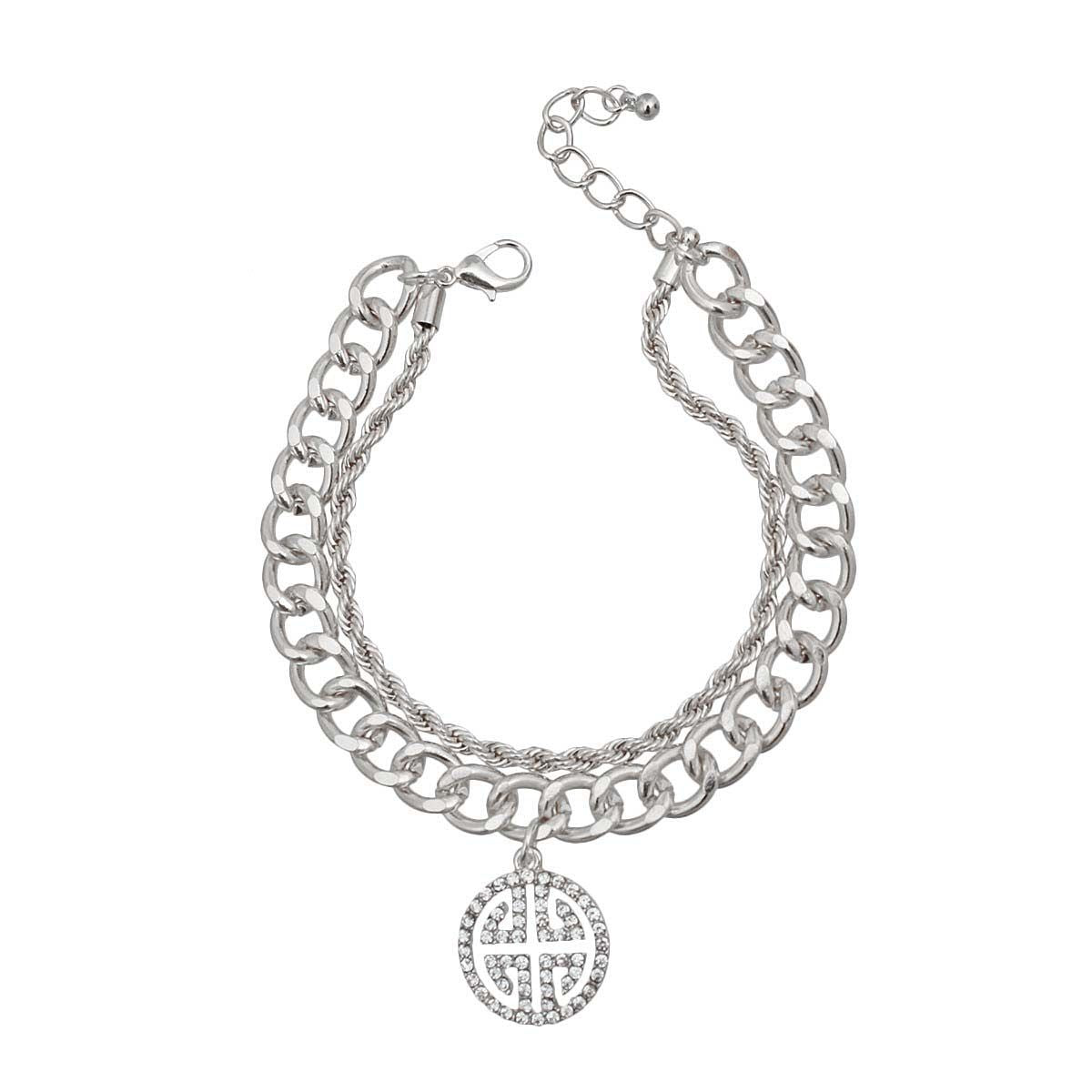 Double Layer Silver Greek Charm Bracelet - Premium Wholesale Jewelry from Pinktown - Just $12! Shop now at chiquestyles