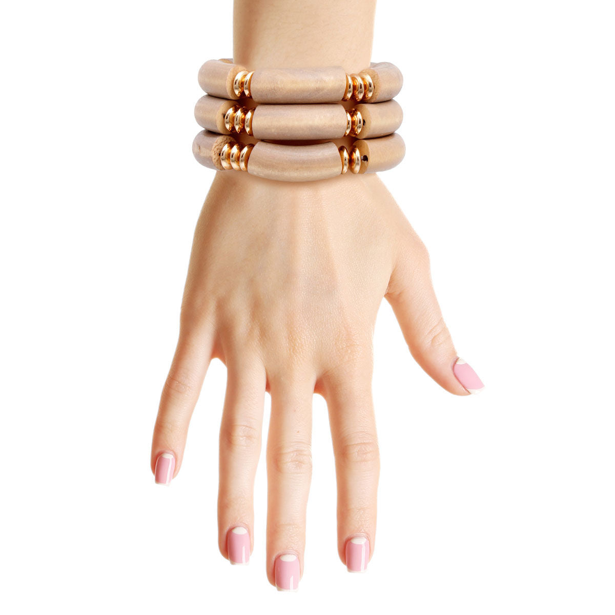 Brown Wood Tube Stretch Bangle Set|Stretch to Fit - Premium Wholesale Jewelry from Pinktown - Just $12! Shop now at chiquestyles