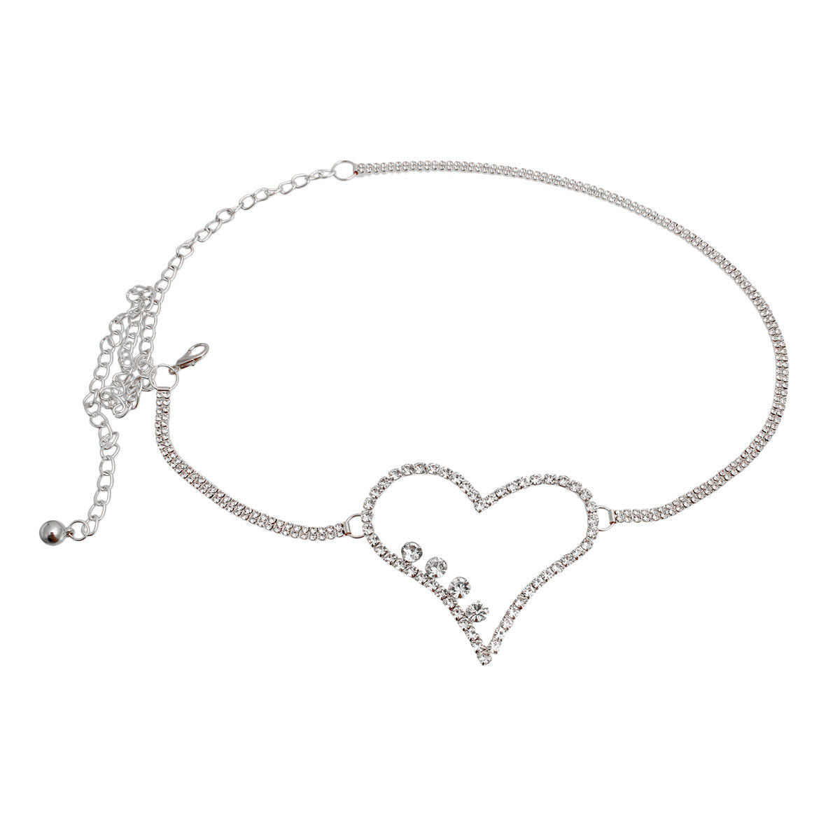 Silver Embellished Heart Chain Belt|Adjustable - Premium Wholesale Fashion Accessories from Pinktown - Just $13! Shop now at chiquestyles