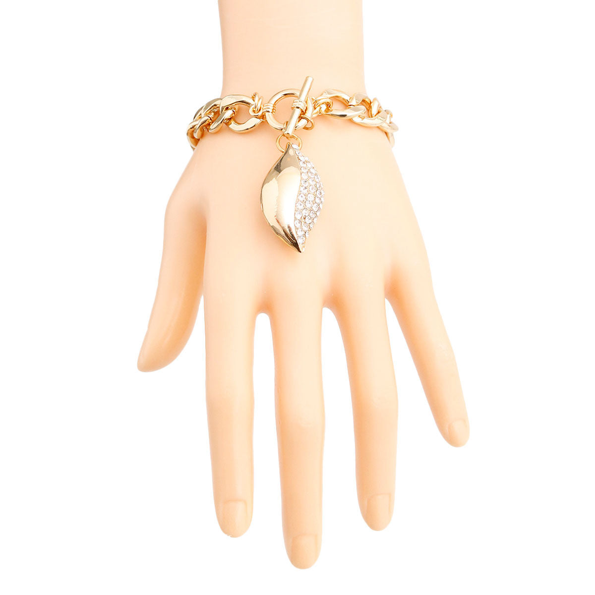 Gold Curved Oval Charm Bracelet|8 inches - Premium Wholesale Jewelry from Pinktown - Just $9! Shop now at chiquestyles