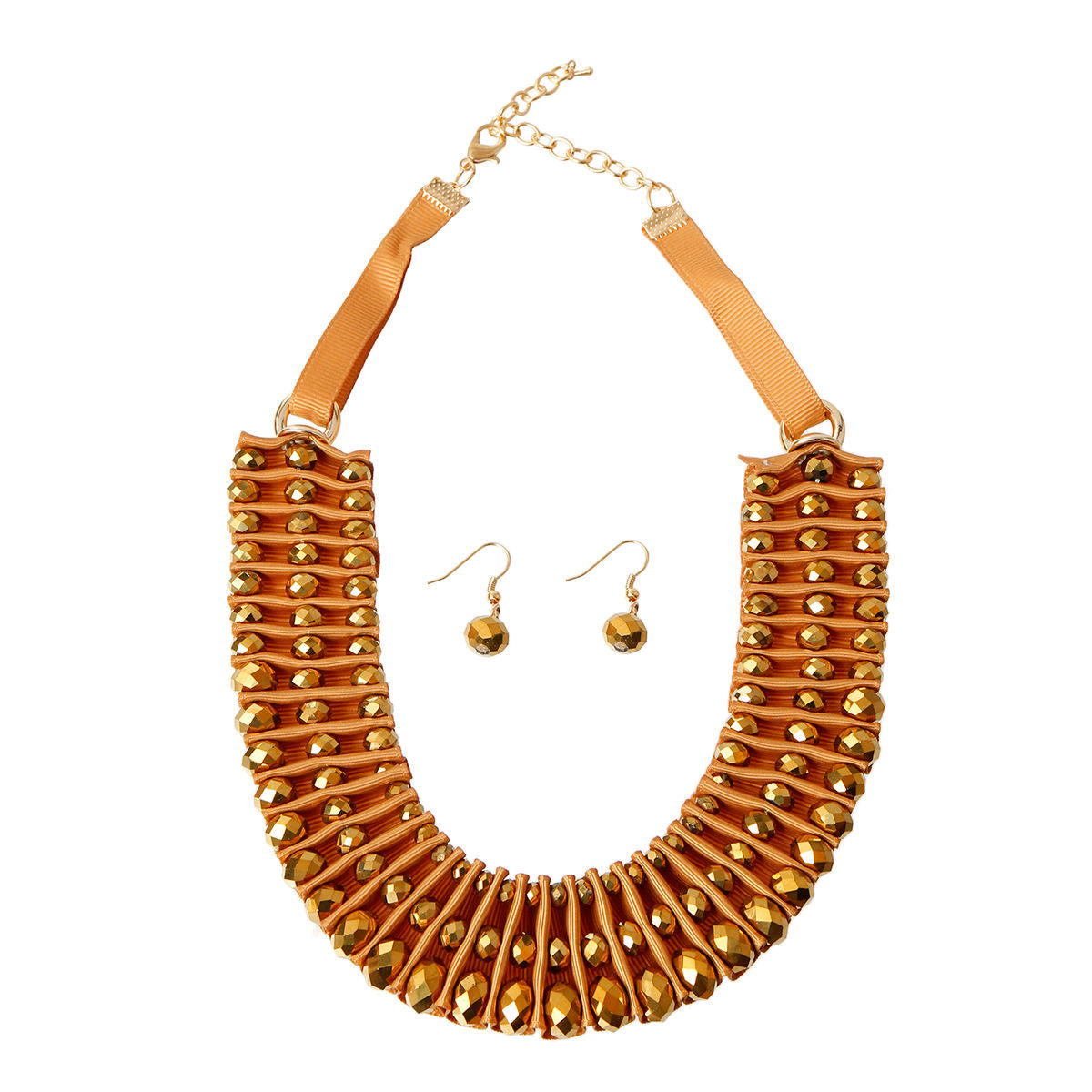 Gold Metallic Ruffled Collar Set|18 inches - Premium Wholesale Jewelry from Pinktown - Just $15! Shop now at chiquestyles