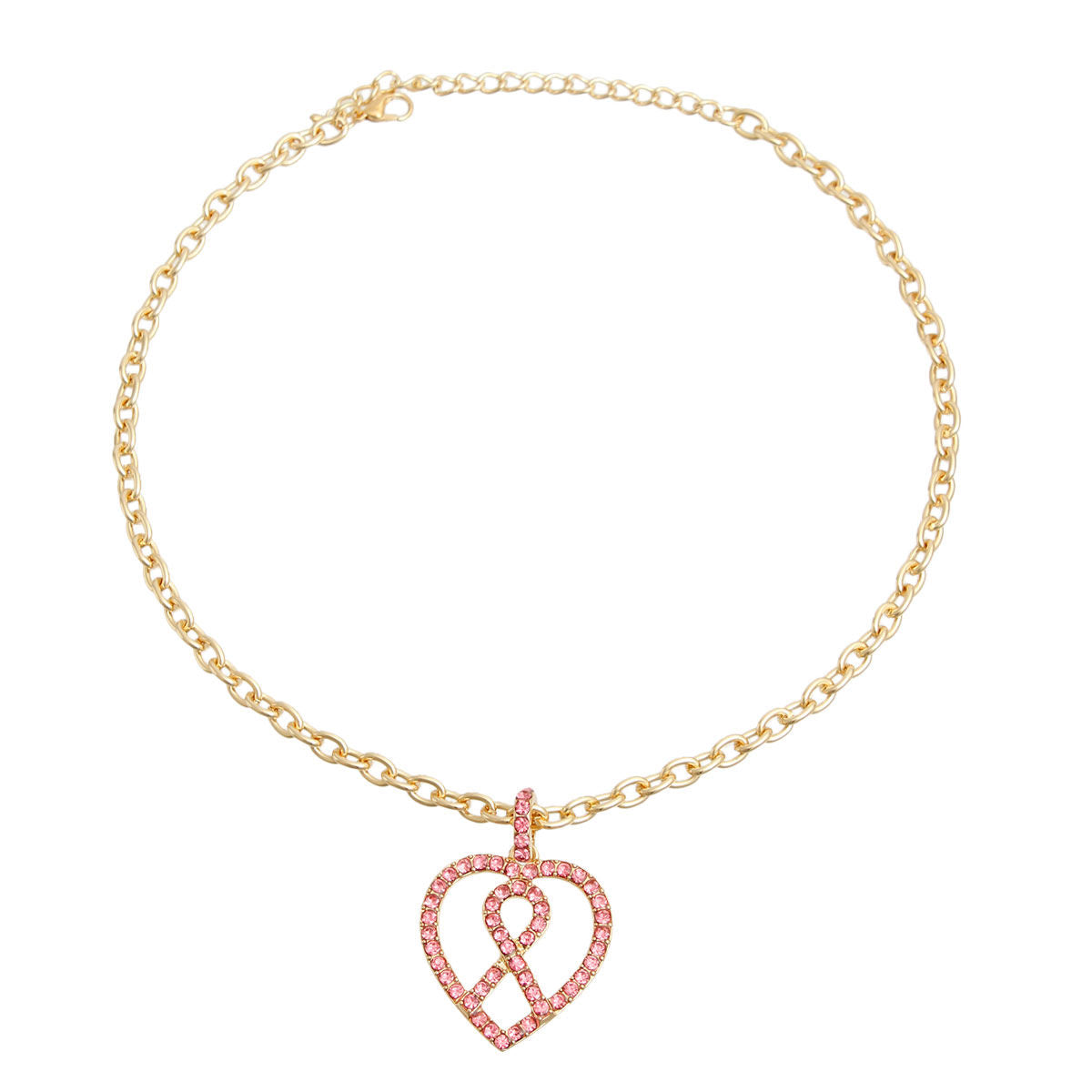 Pink Ribbon Pink Heart Necklace - Premium Wholesale Jewelry from Pinktown - Just $10! Shop now at chiquestyles
