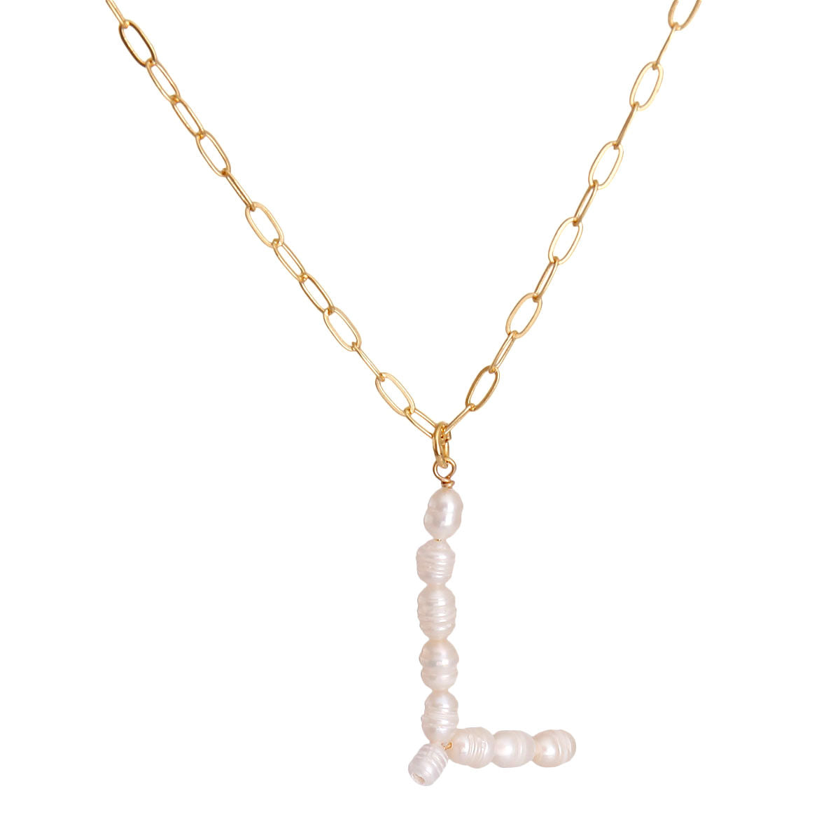 L Freshwater Pearl Initial Necklace|19 inches - Premium Wholesale Jewelry from Pinktown - Just $7! Shop now at chiquestyles