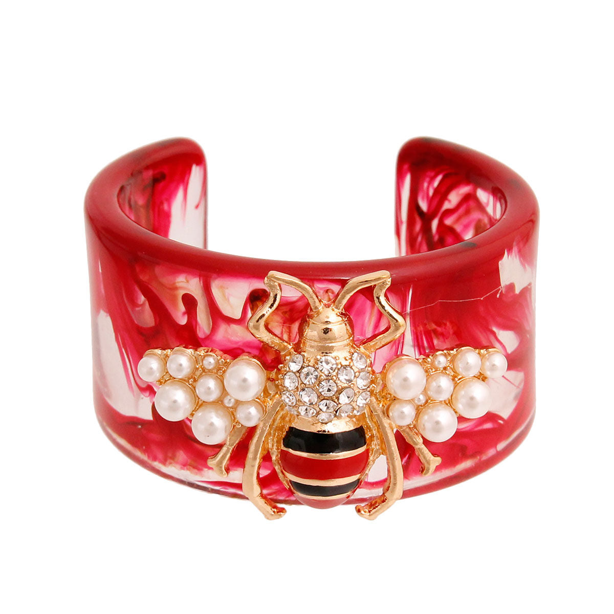 Designer Red Swirled Bee Cuff - Premium Wholesale Jewelry from Pinktown - Just $17! Shop now at chiquestyles