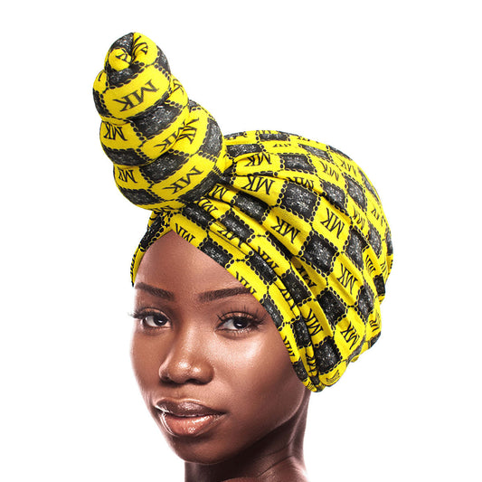Yellow MK Tall Twist Knot Turban|Stretch to Fit - Premium Wholesale Fashion Accessories from Pinktown - Just $7! Shop now at chiquestyles