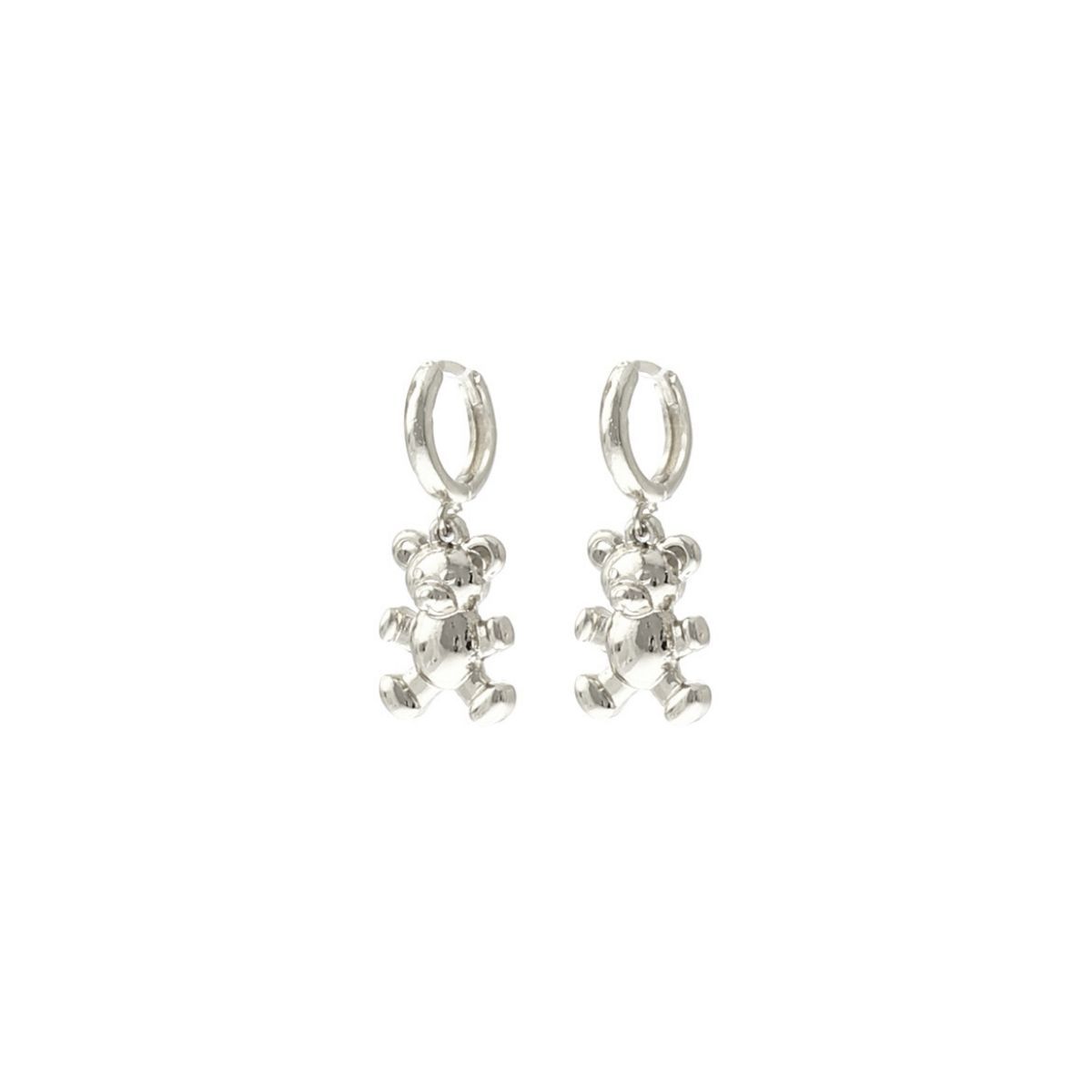 Silver Huggie Teddy Bear Hoops|1.02 inches - Premium Wholesale Jewelry from Pinktown - Just $7! Shop now at chiquestyles