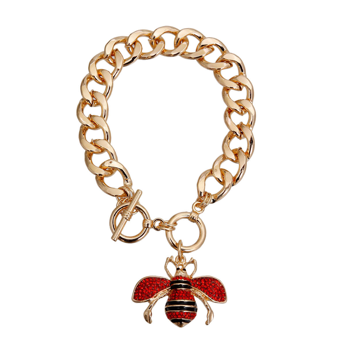 Designer Style Red Bee Bracelet|8 inches - Premium Wholesale Jewelry from Pinktown - Just $11! Shop now at chiquestyles