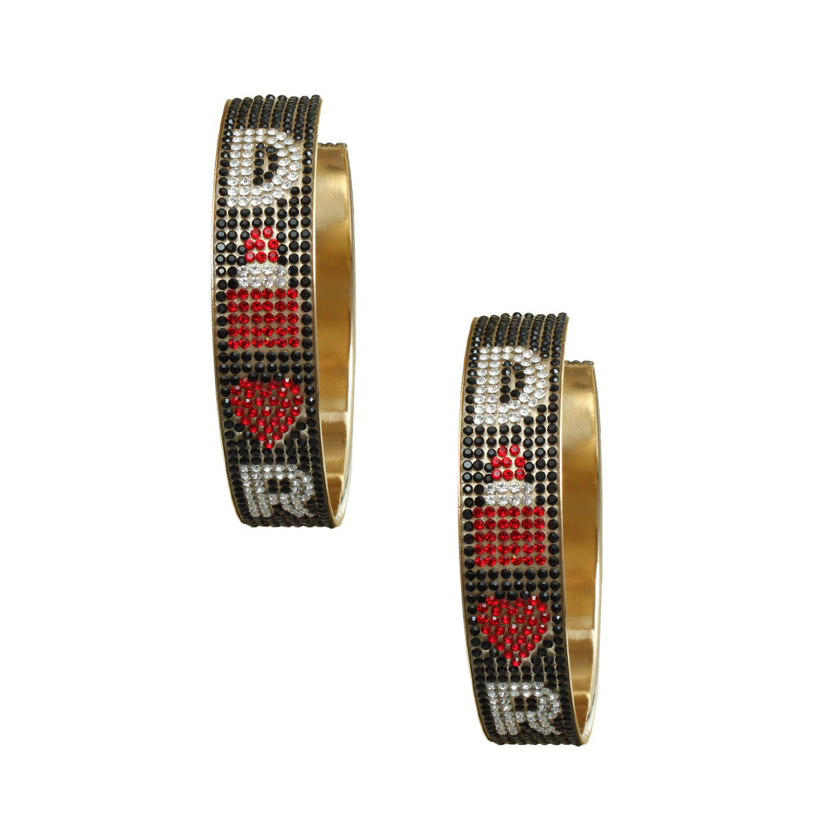 Black Red D Designer Wide Metal Hoops|3 inches - Premium Wholesale Jewelry from Pinktown - Just $12! Shop now at chiquestyles