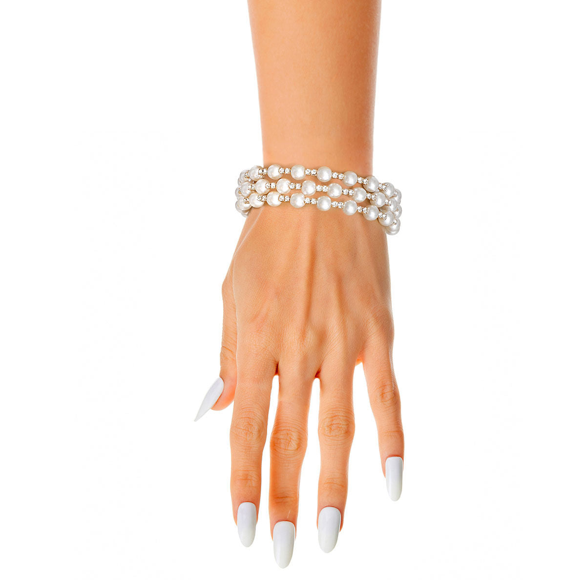 3 Row Gold Pearl Memory Bracelet|Stretch to Fit - Premium Wholesale Jewelry from Pinktown - Just $10! Shop now at chiquestyles