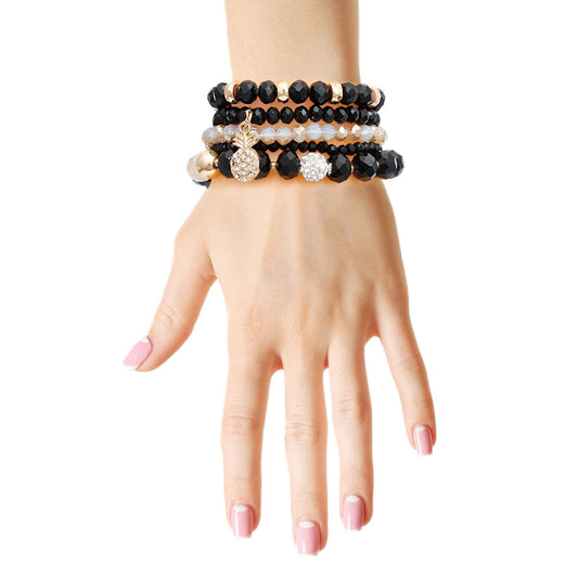 Black Pineapple Charm Bracelets|Stretch to Fit - Premium Wholesale Jewelry from Pinktown - Just $13! Shop now at chiquestyles