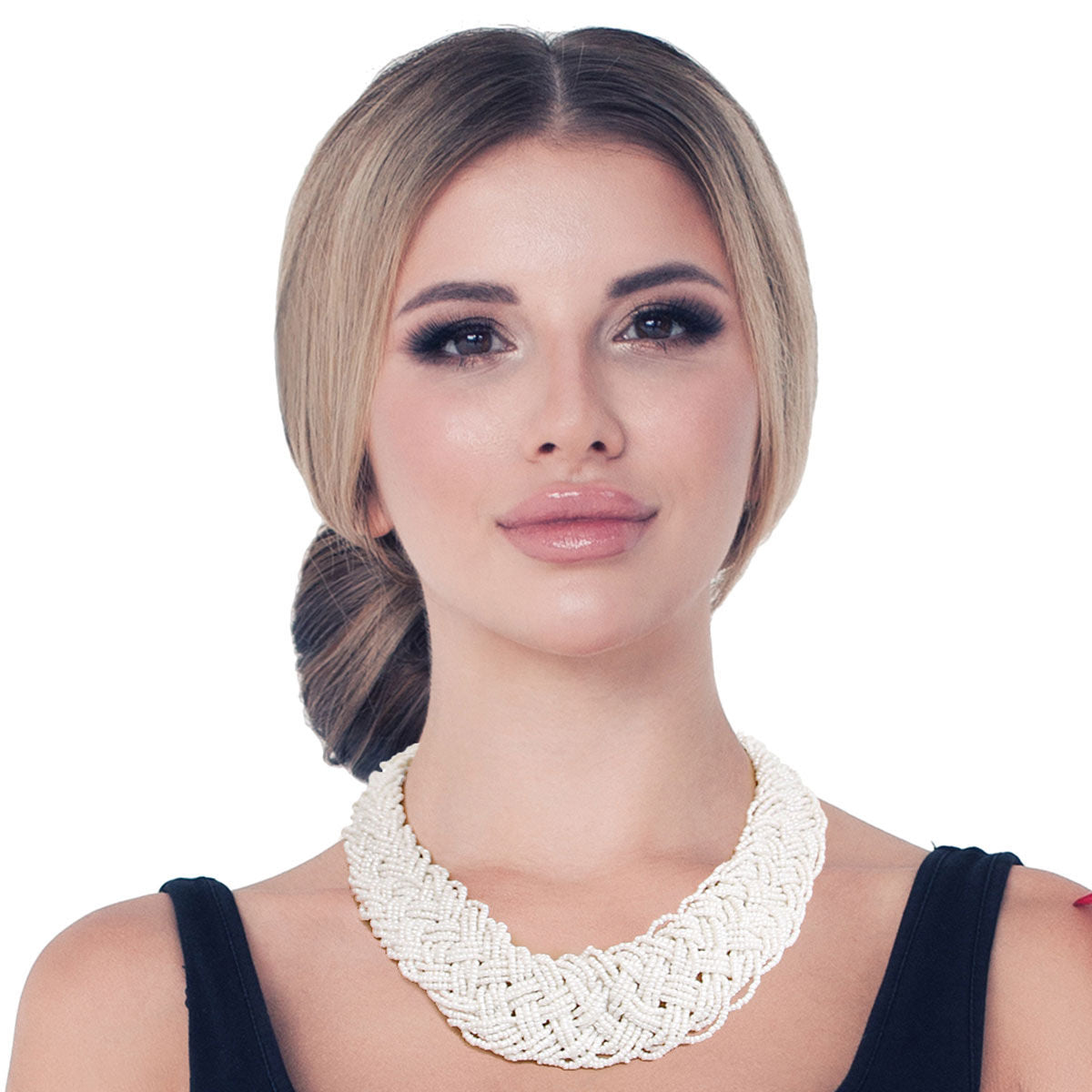 Cream Seed Bead Braided Collar Set|18 inches - Premium Wholesale Jewelry from Pinktown - Just $11! Shop now at chiquestyles