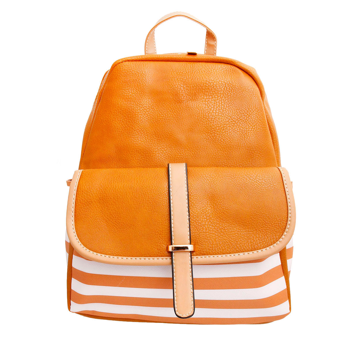 Mustard and White Stripe Backpack|14 x 12 x 6 inches - Premium Wholesale Fashion Accessories from Pinktown - Just $32! Shop now at chiquestyles