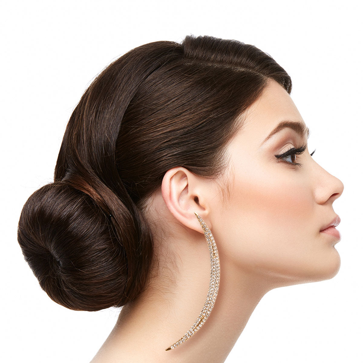 Gold and Clear Curved Bar Earrings|4 inches - Premium Wholesale Jewelry from Pinktown - Just $11! Shop now at chiquestyles