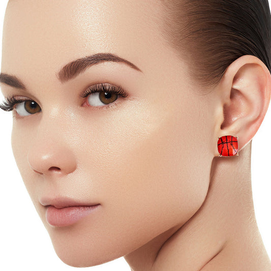 Gold Basketball Cushion Cut Studs|.47 inches - Premium Wholesale Jewelry from Pinktown - Just $6! Shop now at chiquestyles