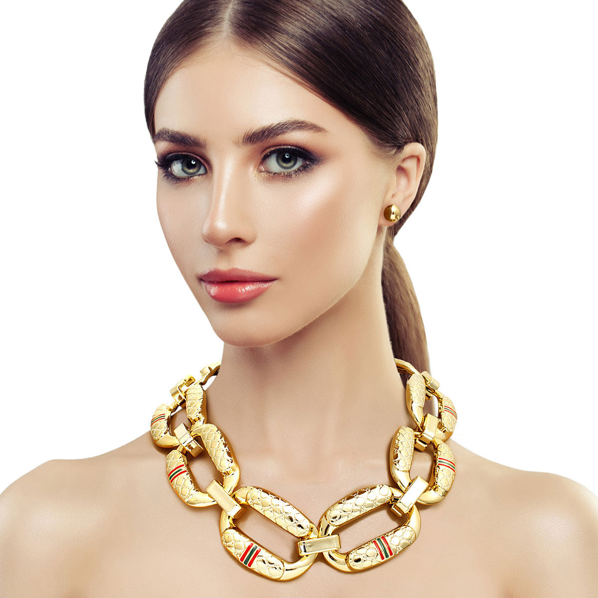 Gold Chunky Quilt Texture Link Chain - Premium Wholesale Jewelry from Pinktown - Just $13! Shop now at chiquestyles
