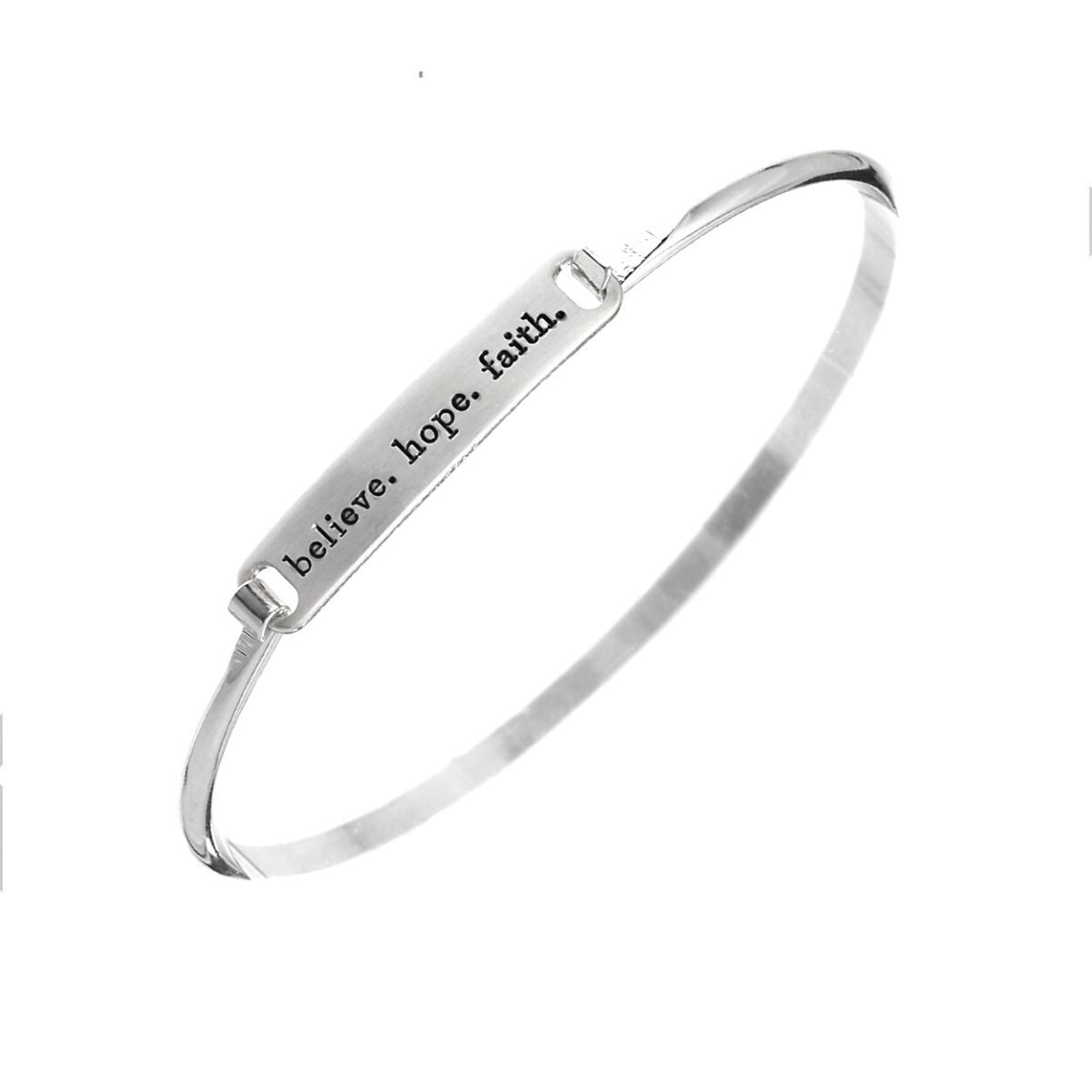 Believe Hope Faith Silver Hook Bangle - Premium Wholesale Jewelry from Pinktown - Just $5! Shop now at chiquestyles