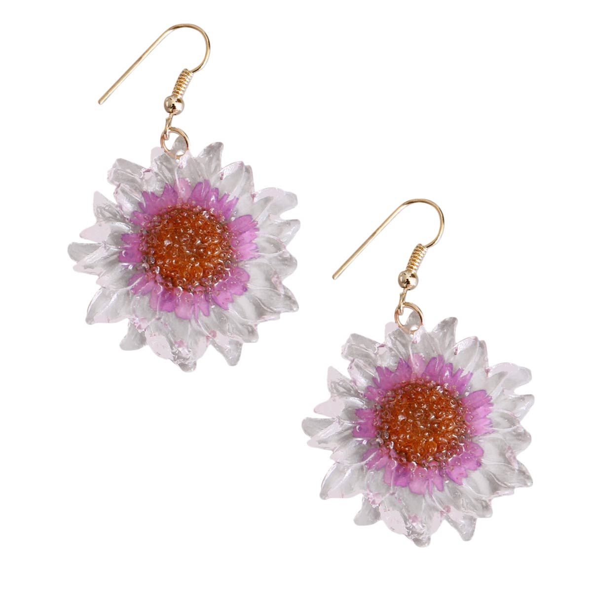 Purple Dried Sunflower Earrings - Premium Wholesale Jewelry from Pinktown - Just $8! Shop now at chiquestyles