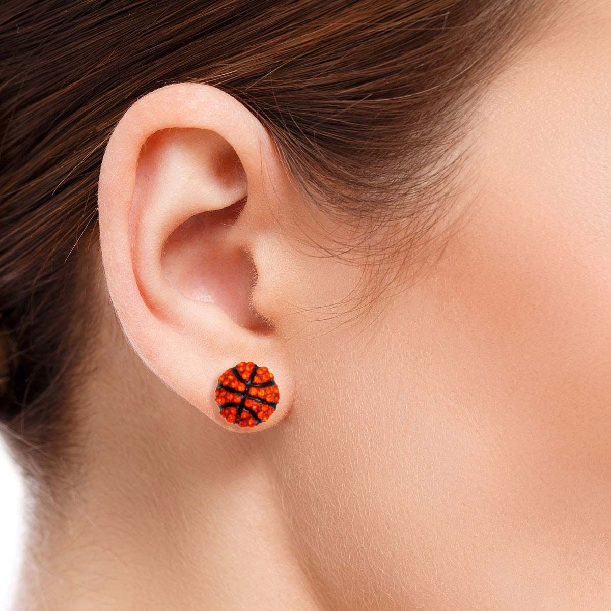 Orange Rhinestone Basketball Studs|.43 inches - Premium Wholesale Jewelry from Pinktown - Just $8! Shop now at chiquestyles
