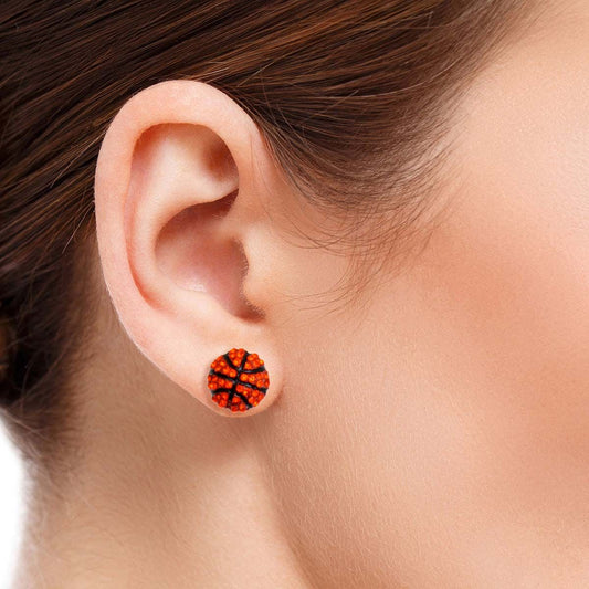 Orange Rhinestone Basketball Studs|.43 inches - Premium Wholesale Jewelry from Pinktown - Just $8! Shop now at chiquestyles
