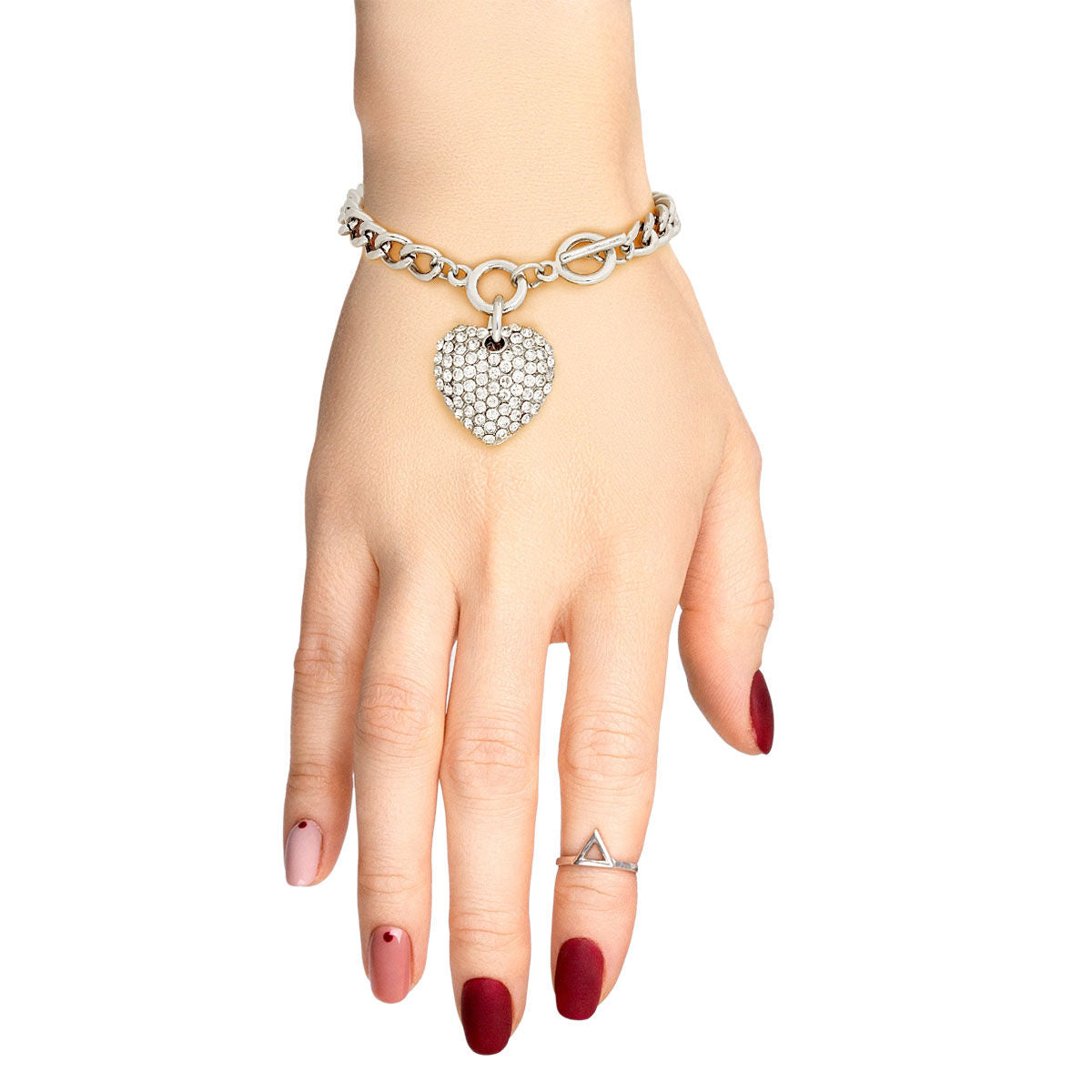 Silver Bling Heart Charm Bracelet - Premium Wholesale Jewelry from Pinktown - Just $9! Shop now at chiquestyles
