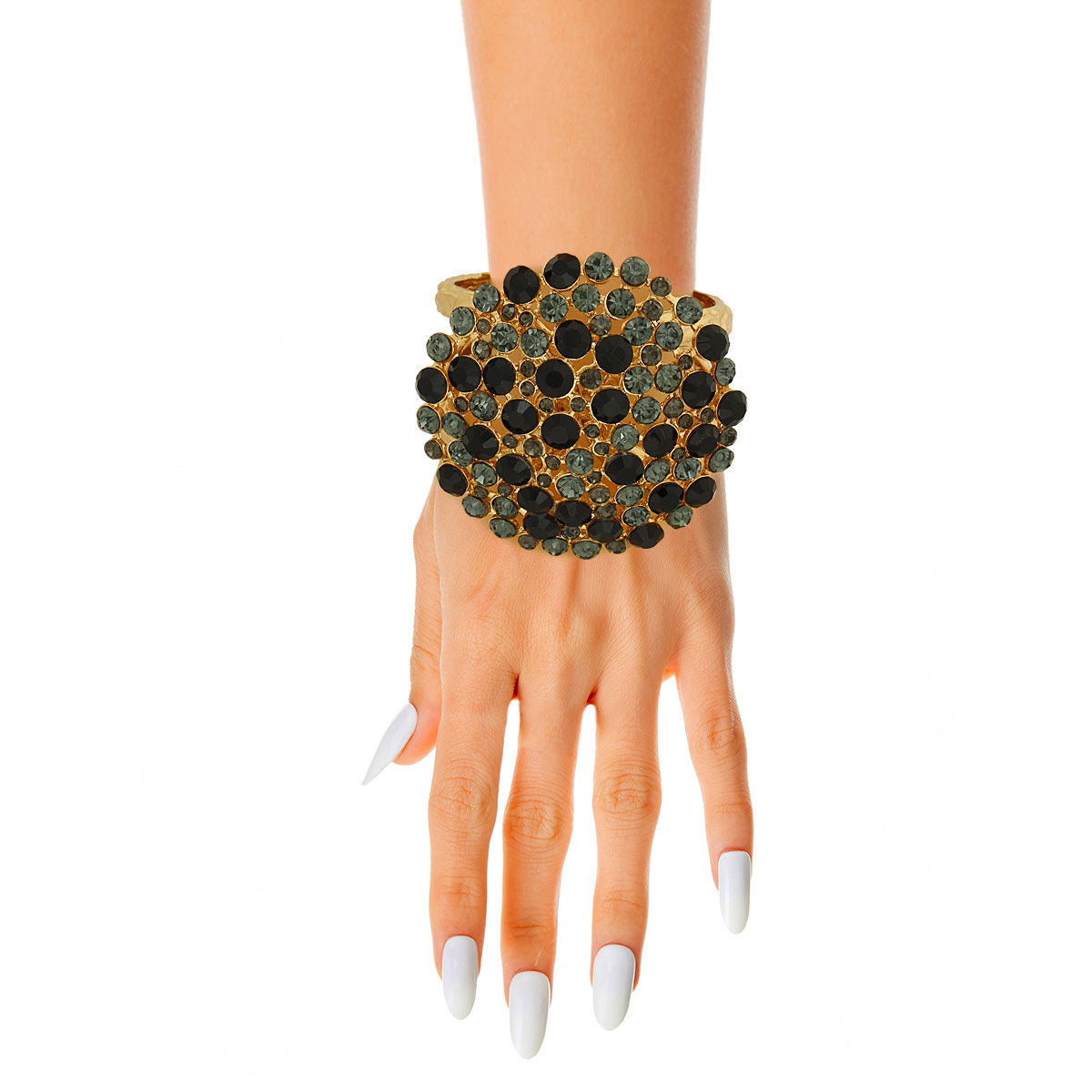 Black Rhinestone Dome Cluster Cuff - Premium Wholesale Jewelry from Pinktown - Just $21! Shop now at chiquestyles