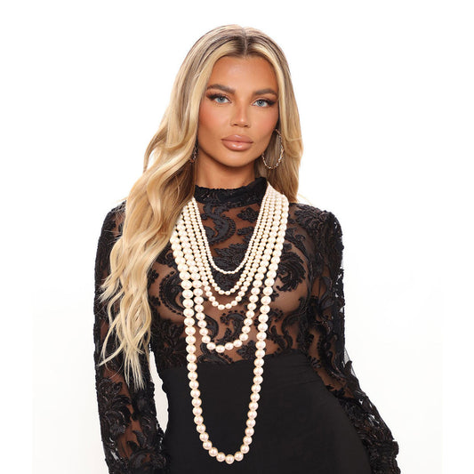 Long 5 Strand Layered Pearl Necklace|24 inches - Premium Wholesale Jewelry from Pinktown - Just $28! Shop now at chiquestyles