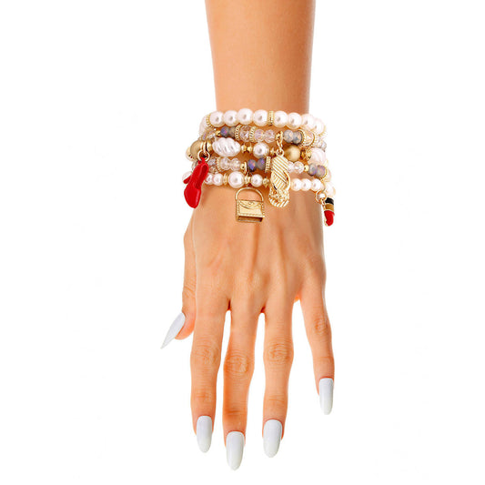 Pearl Bead Fashion Charm Bracelets|Stretch to Fit - Premium Wholesale Jewelry from Pinktown - Just $13! Shop now at chiquestyles