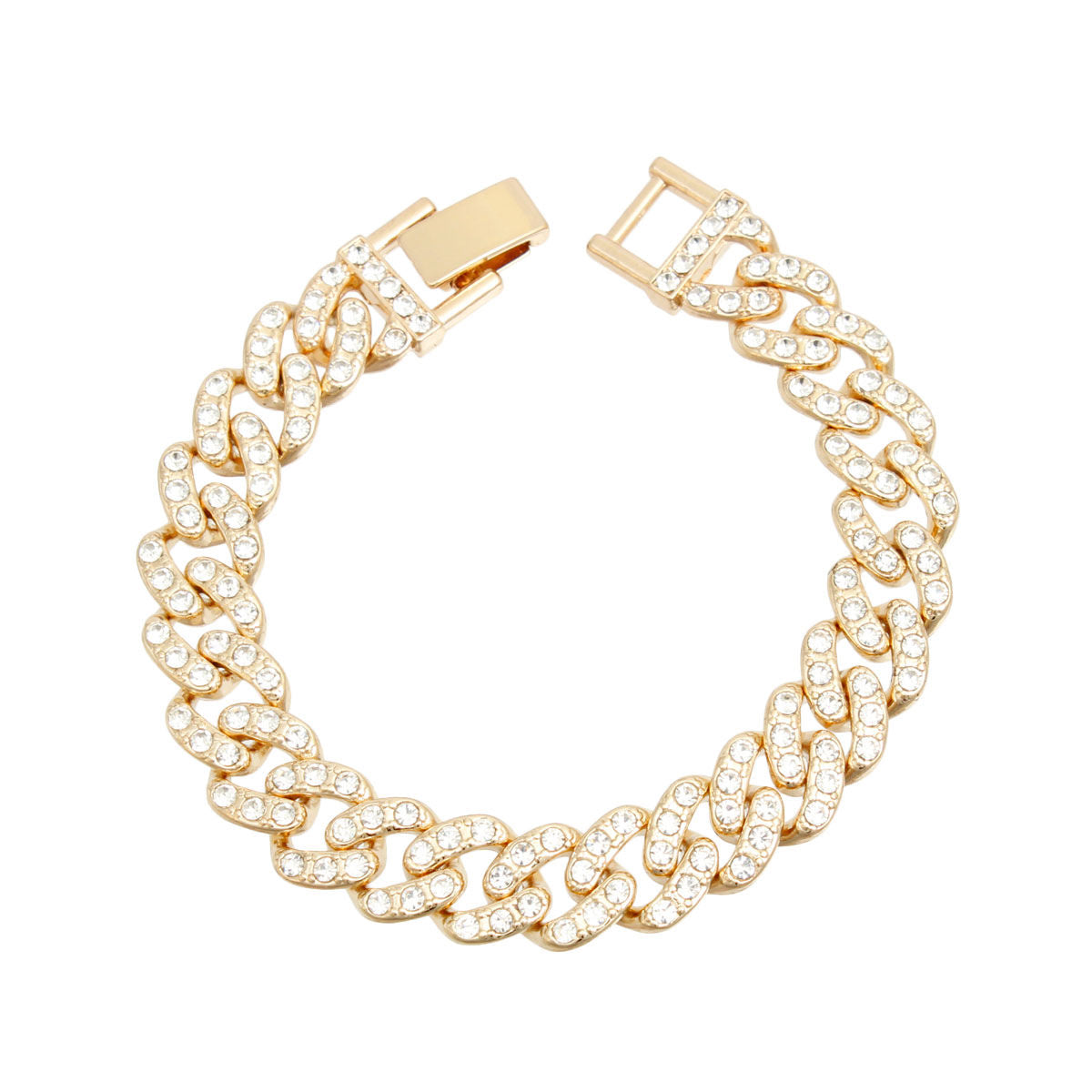 Iced Gold Cuban Chain Clasp Bracelet - Premium Wholesale Jewelry from Pinktown - Just $10! Shop now at chiquestyles