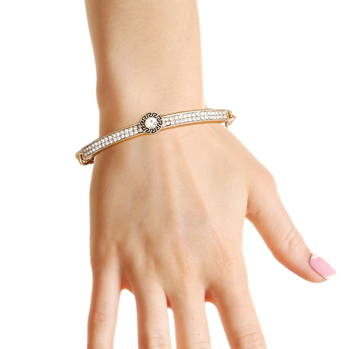 Designer Gold Half Chain Bangle - Premium Wholesale Jewelry from Pinktown - Just $12! Shop now at chiquestyles