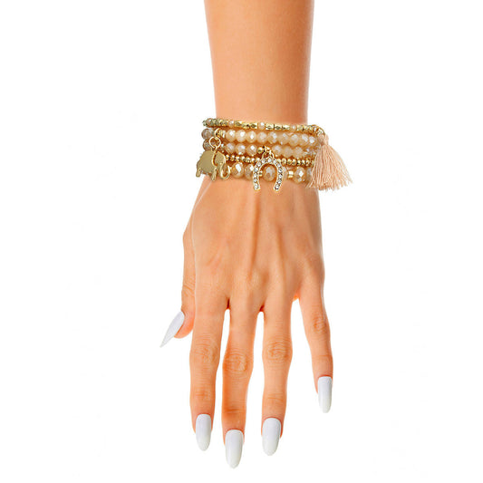 Light Brown Elephant Horseshoe Bracelets|Stretch to Fit - Premium Wholesale Jewelry from Pinktown - Just $13! Shop now at chiquestyles