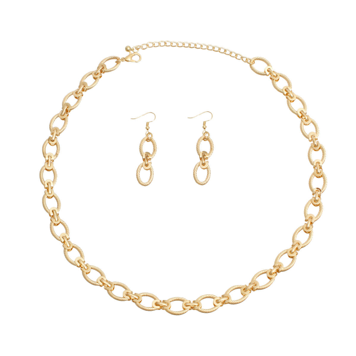 Twisted Oval Gold Metal Chain Set - Premium Wholesale Jewelry from Pinktown - Just $15! Shop now at chiquestyles