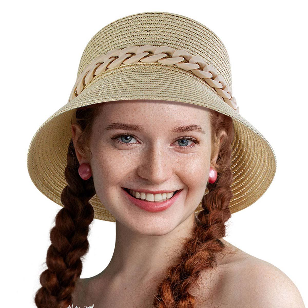 Beige Chain Straw Bucket Hat - Premium Wholesale Fashion Accessories from Pinktown - Just $30! Shop now at chiquestyles
