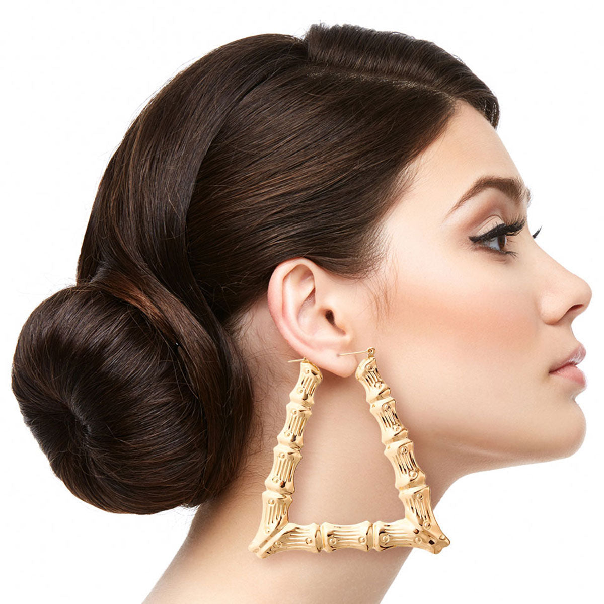 Triangle Bamboo Hoop Earrings - Premium Wholesale Jewelry from Pinktown - Just $6! Shop now at chiquestyles