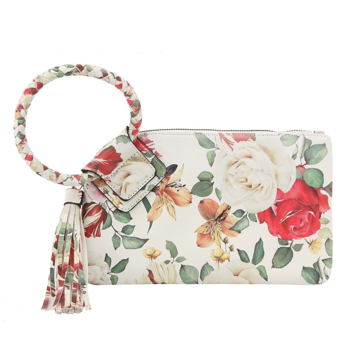 White Blue Floral Bangle Clutch|10.5 x 6 x 1 inches - Premium Wholesale Fashion Accessories from Pinktown - Just $31! Shop now at chiquestyles