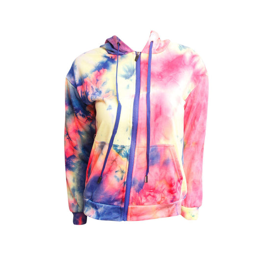 Small Pink Tie Dye Zip Hoodie|S/M - Premium Wholesale Fashion Accessories from Pinktown - Just $23! Shop now at chiquestyles