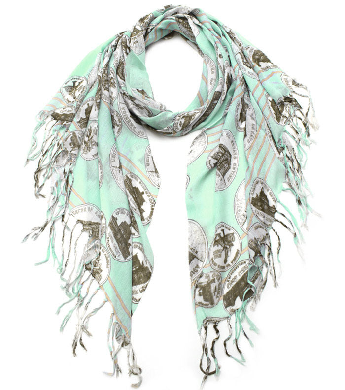 Historical Coin Print Scarf|28 x 71 inches - Premium Wholesale Fashion Accessories from Pinktown - Just $5! Shop now at chiquestyles