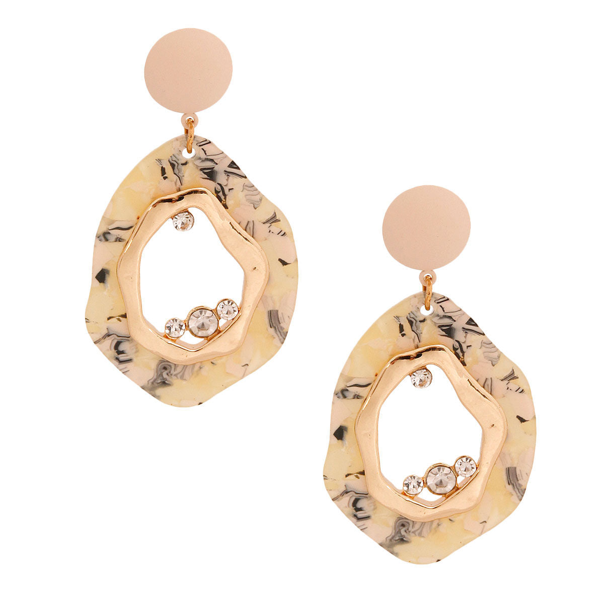 Cream Rubber Marbled Earrings|2.75 inches - Premium Wholesale Jewelry from Pinktown - Just $9! Shop now at chiquestyles