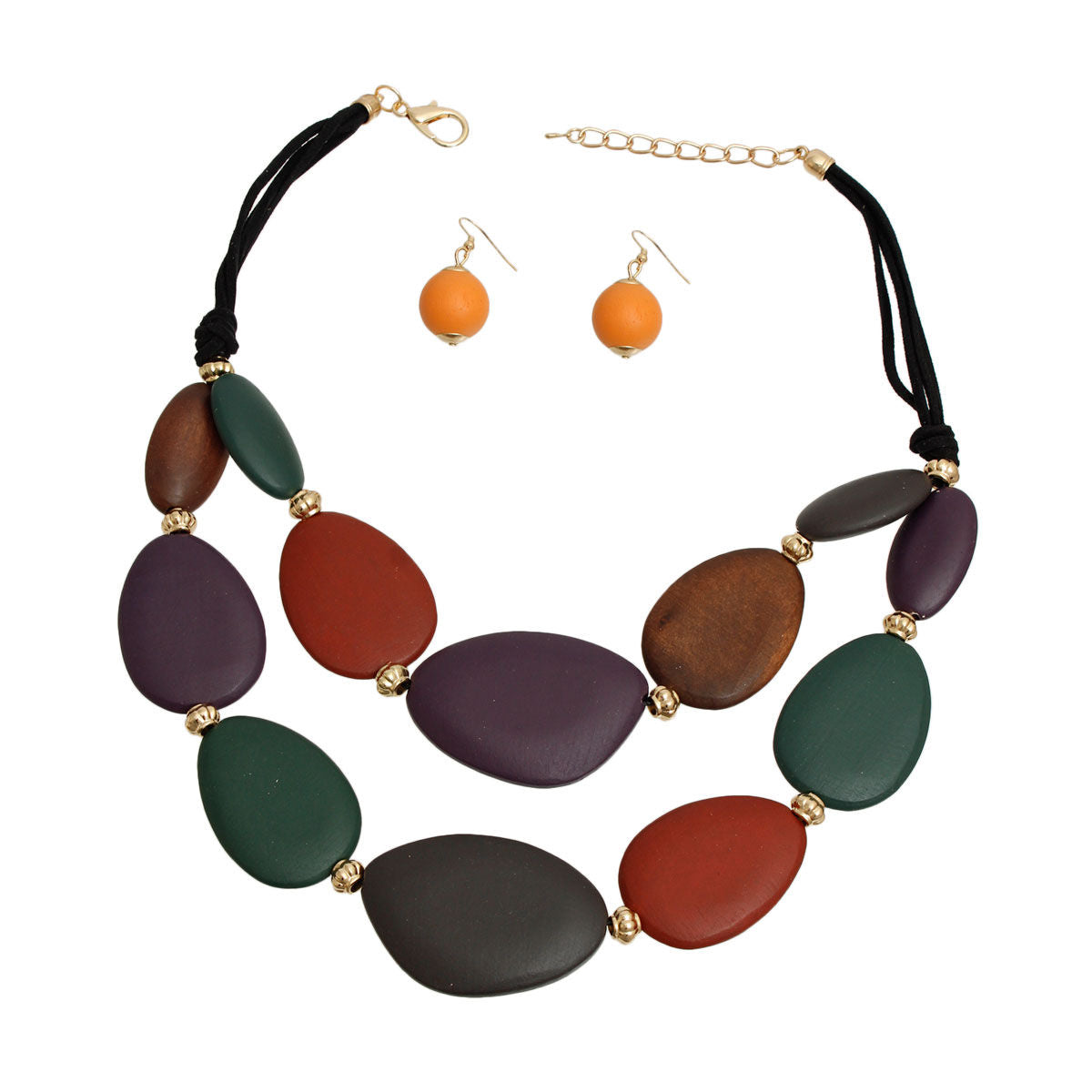 Multi Color Wood Layered Cord Necklace - Premium Wholesale Jewelry from Pinktown - Just $21! Shop now at chiquestyles